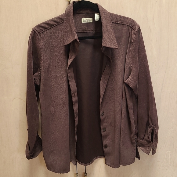 Classic Elements Tops - Faux Suade Blouse.
